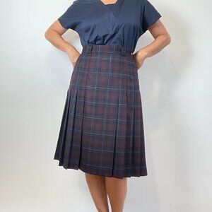 Vintage 90s A-Line Tartan Plaid Pleated Skirt - Size M